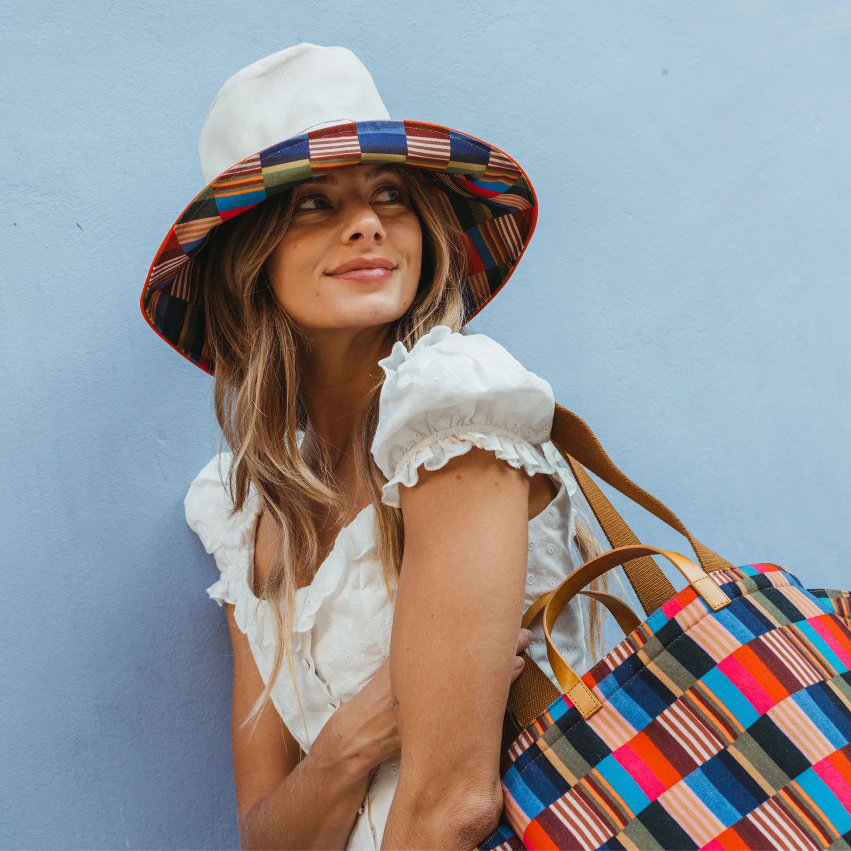 Freya Happy Stripe Canvas Bucket Hat